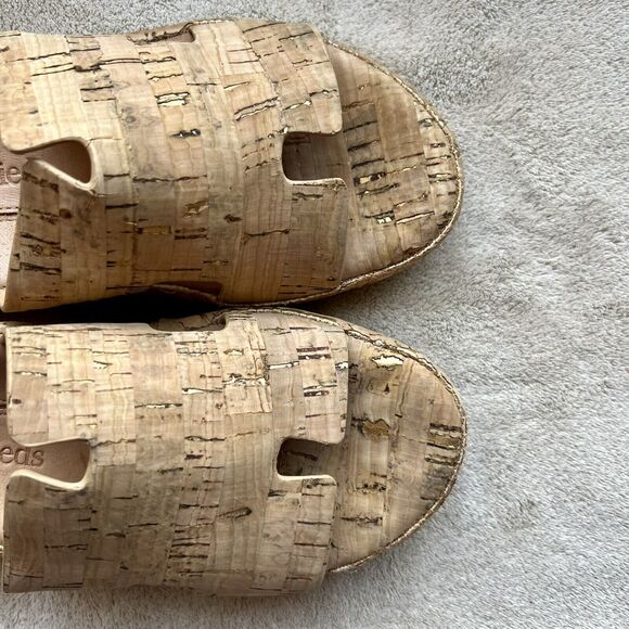 L'Amour Des Pieds Catiana Natural Open Toe Slip On Slide Cork Sandals US 7 M - Picture 7 of 16